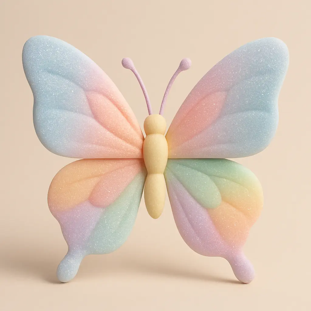 Whimsical butterfly in 3D Pastel Icon template