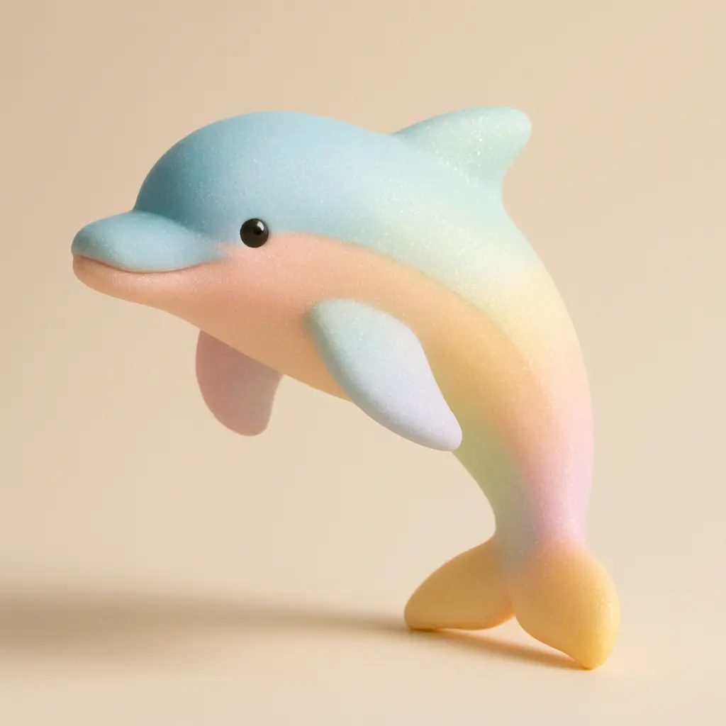 Serene dolphin in 3D Pastel Icon template