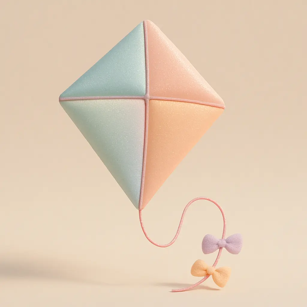 Soaring kite in 3D Pastel Icon template