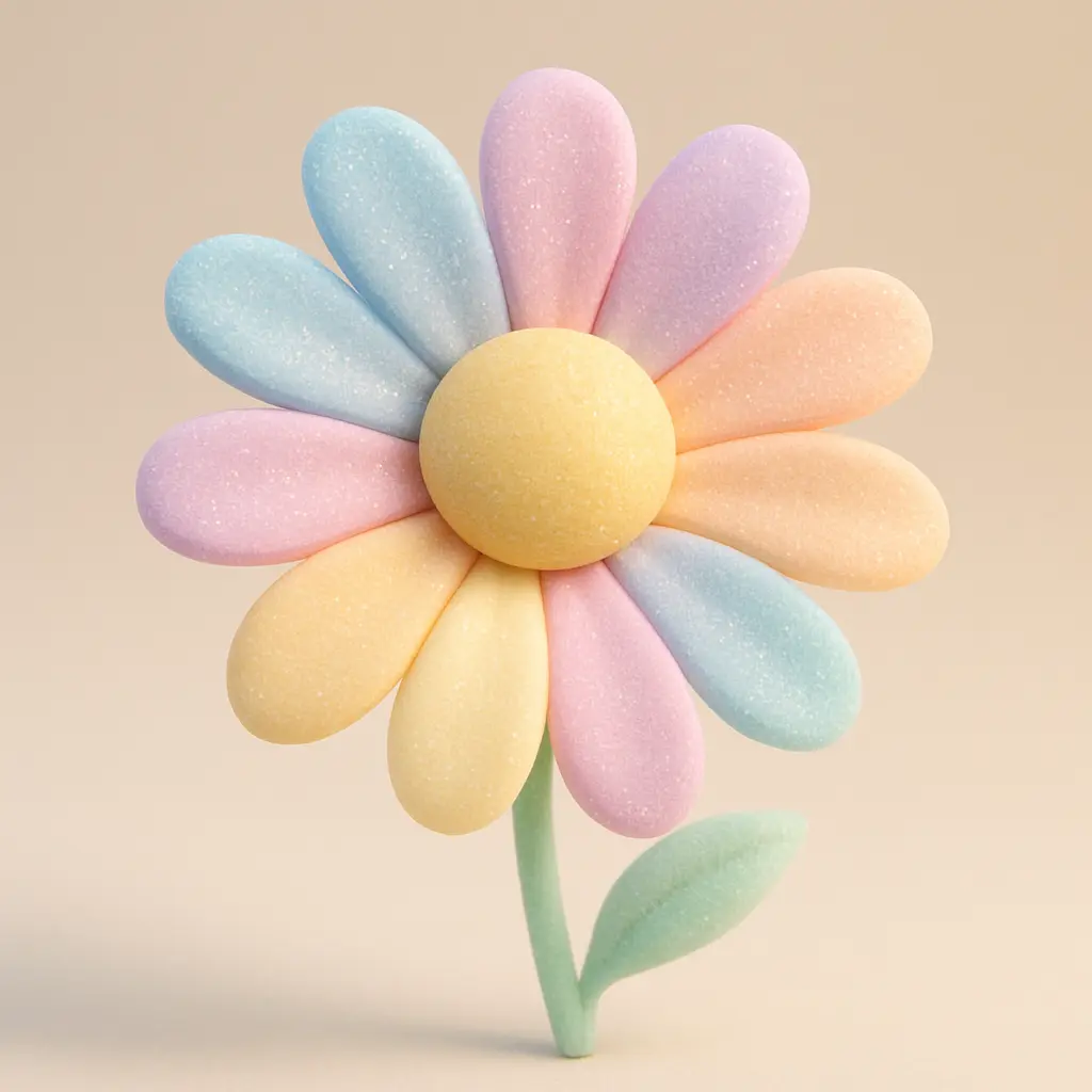 Delightful daisy in 3D Pastel Icon template