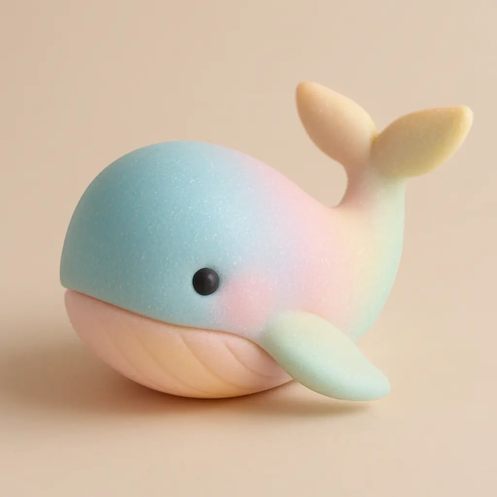 Gentle whale in 3D Pastel Icon template