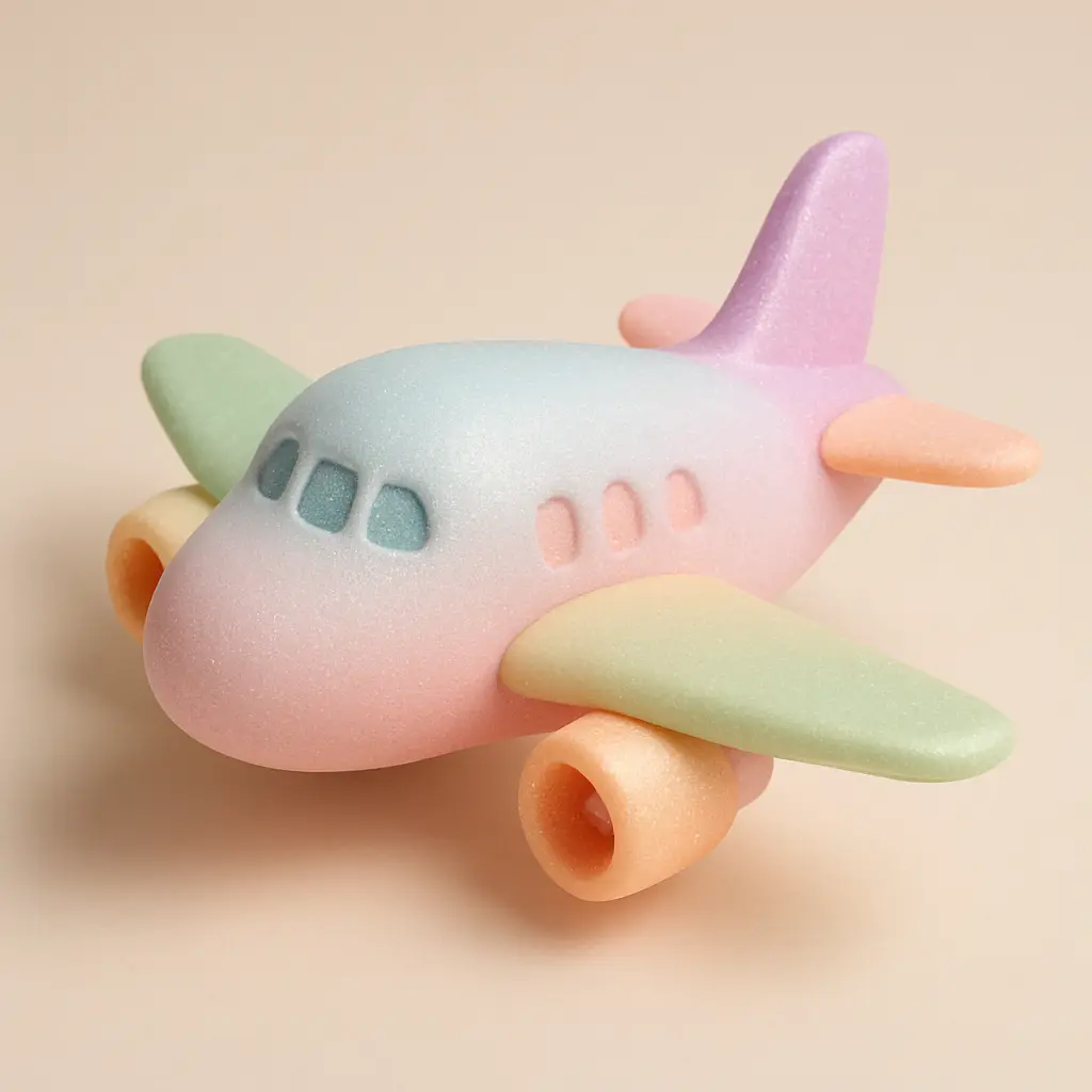 Floating airplane in 3D Pastel Icon template