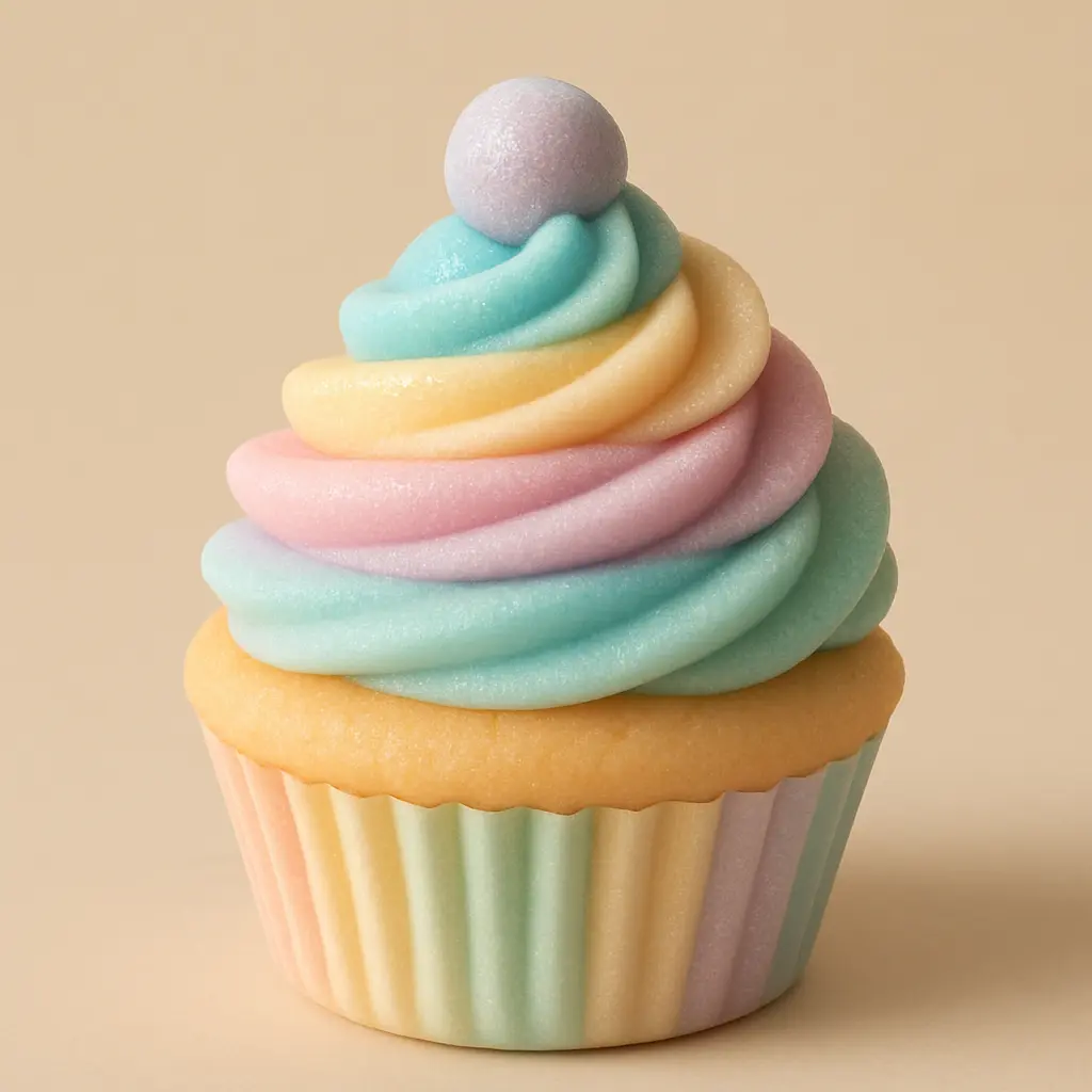 Playful cupcake in 3D Pastel Icon template