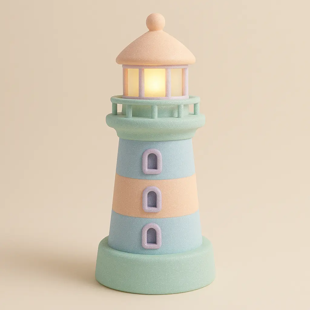 Guiding lighthouse in 3D Pastel Icon template