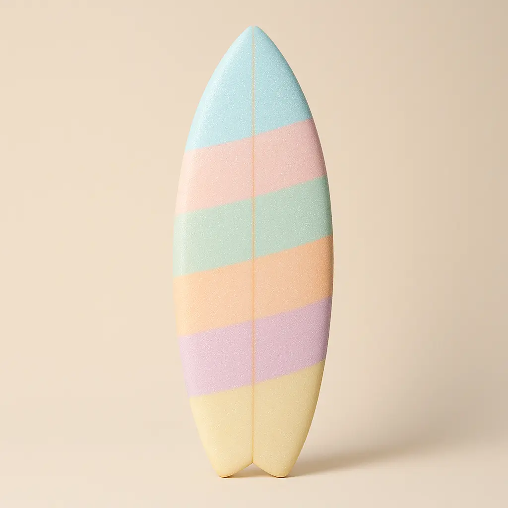 Sleek surfboard in 3D Pastel Icon template