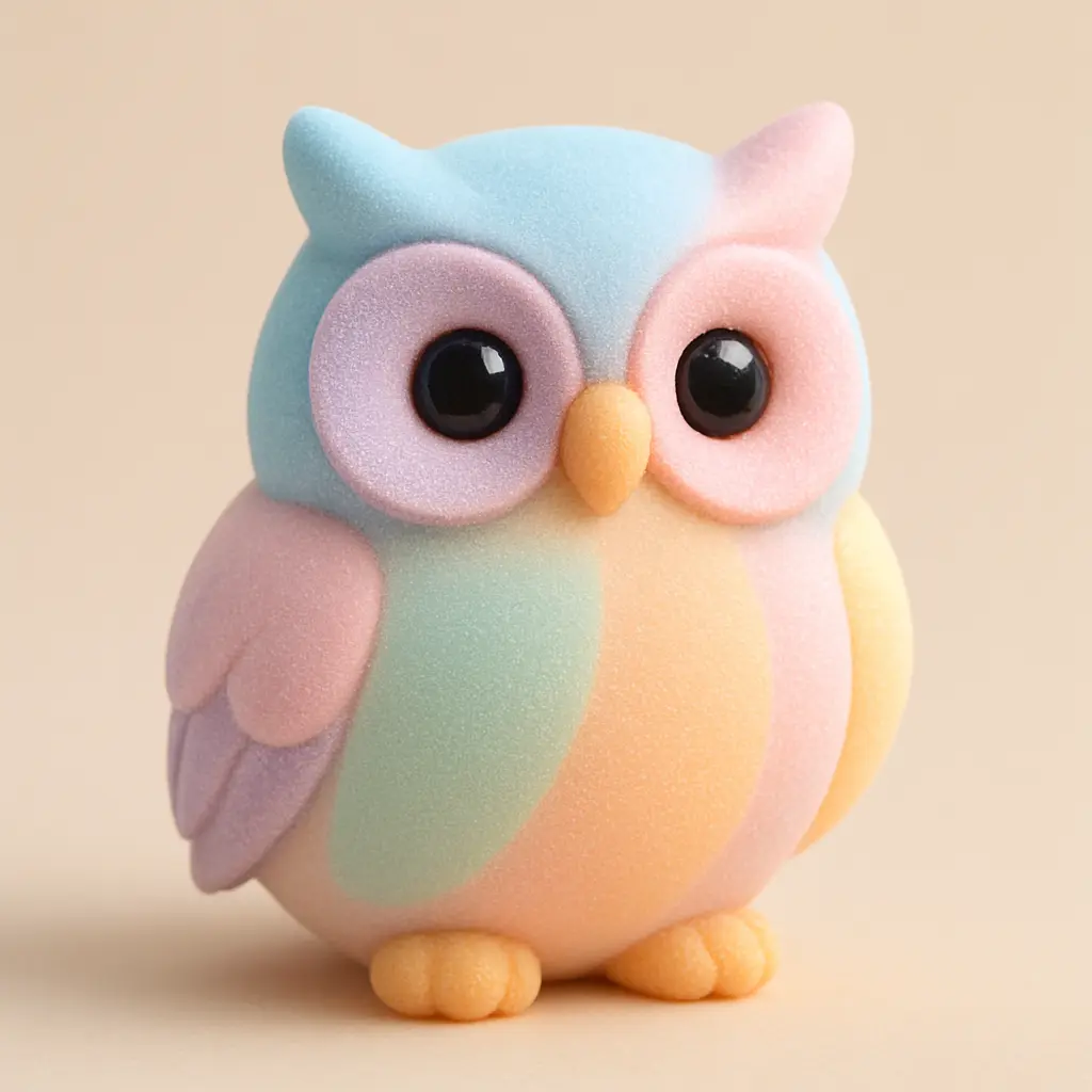 Wise owl in 3D Pastel Icon template