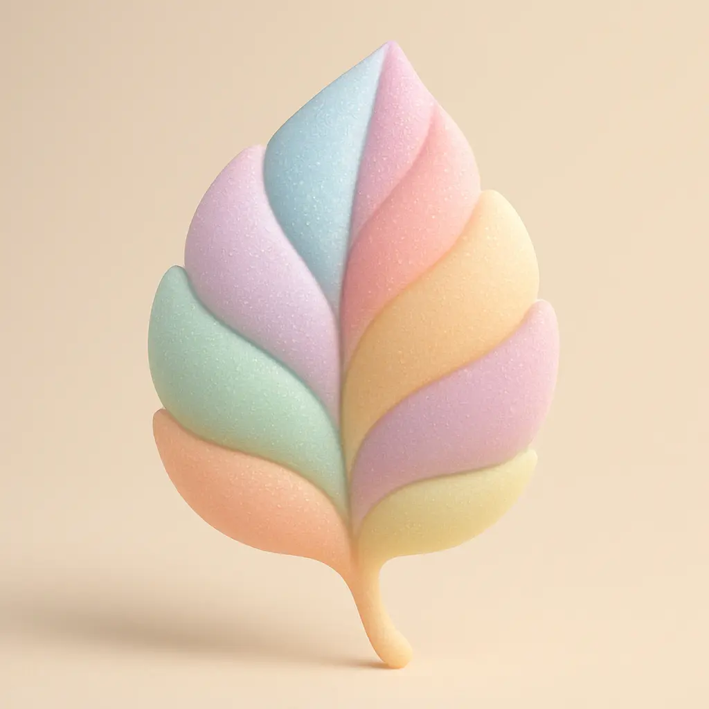 Tranquil leaf in 3D Pastel Icon template