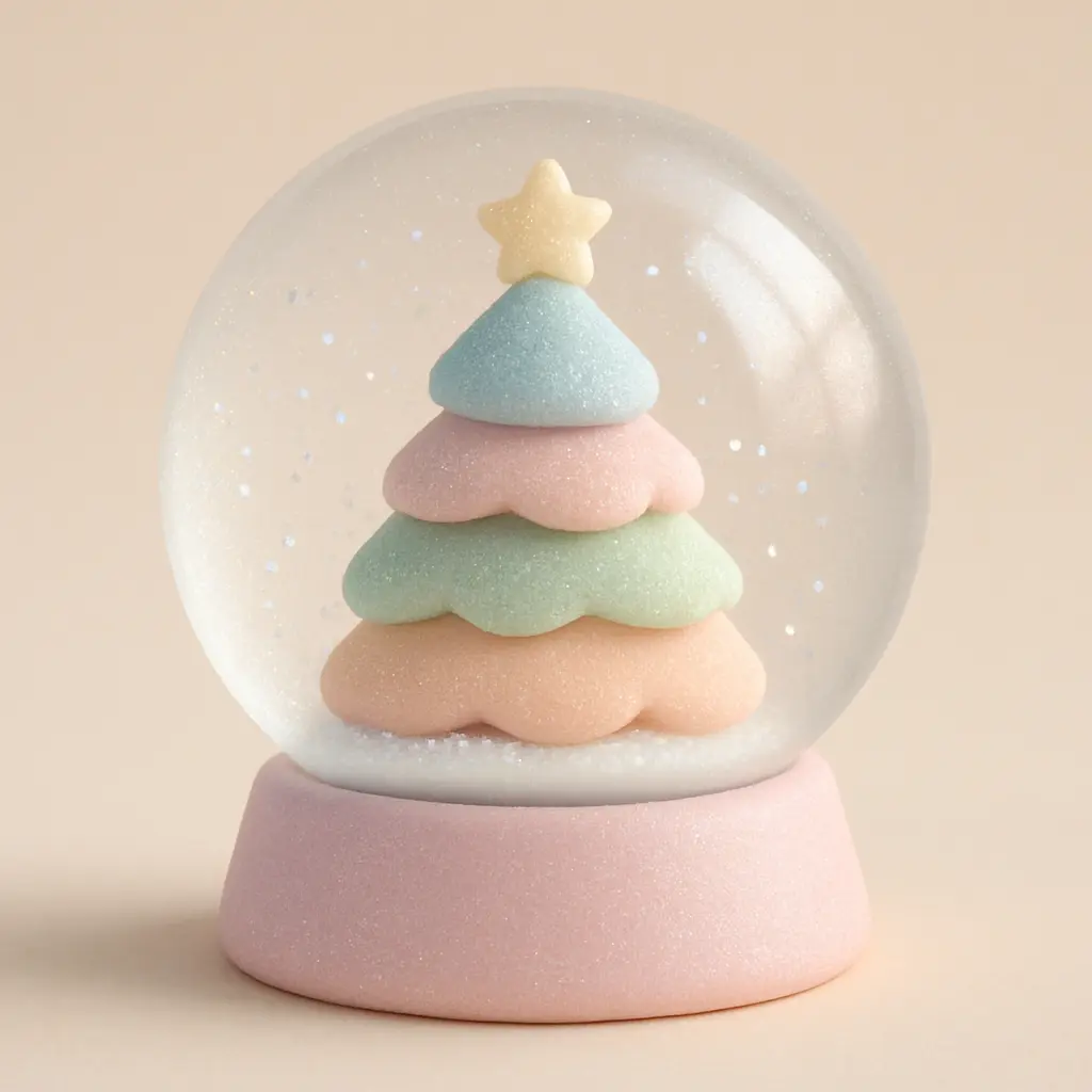 Enigmatic snow globe in 3D Pastel Icon template