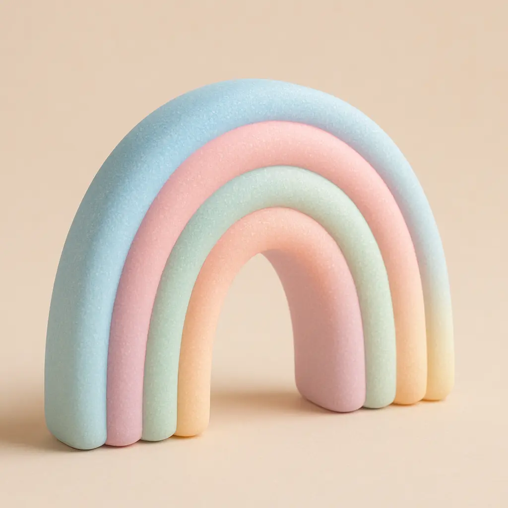 Radiant rainbow in 3D Pastel Icon template