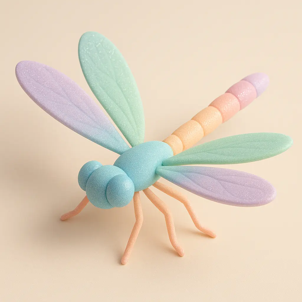 Graceful dragonfly in 3D Pastel Icon template
