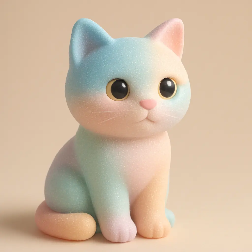 Charming cat in 3D Pastel Icon template