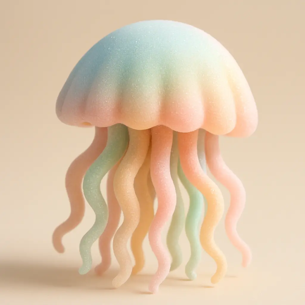 Ethereal jellyfish in 3D Pastel Icon template