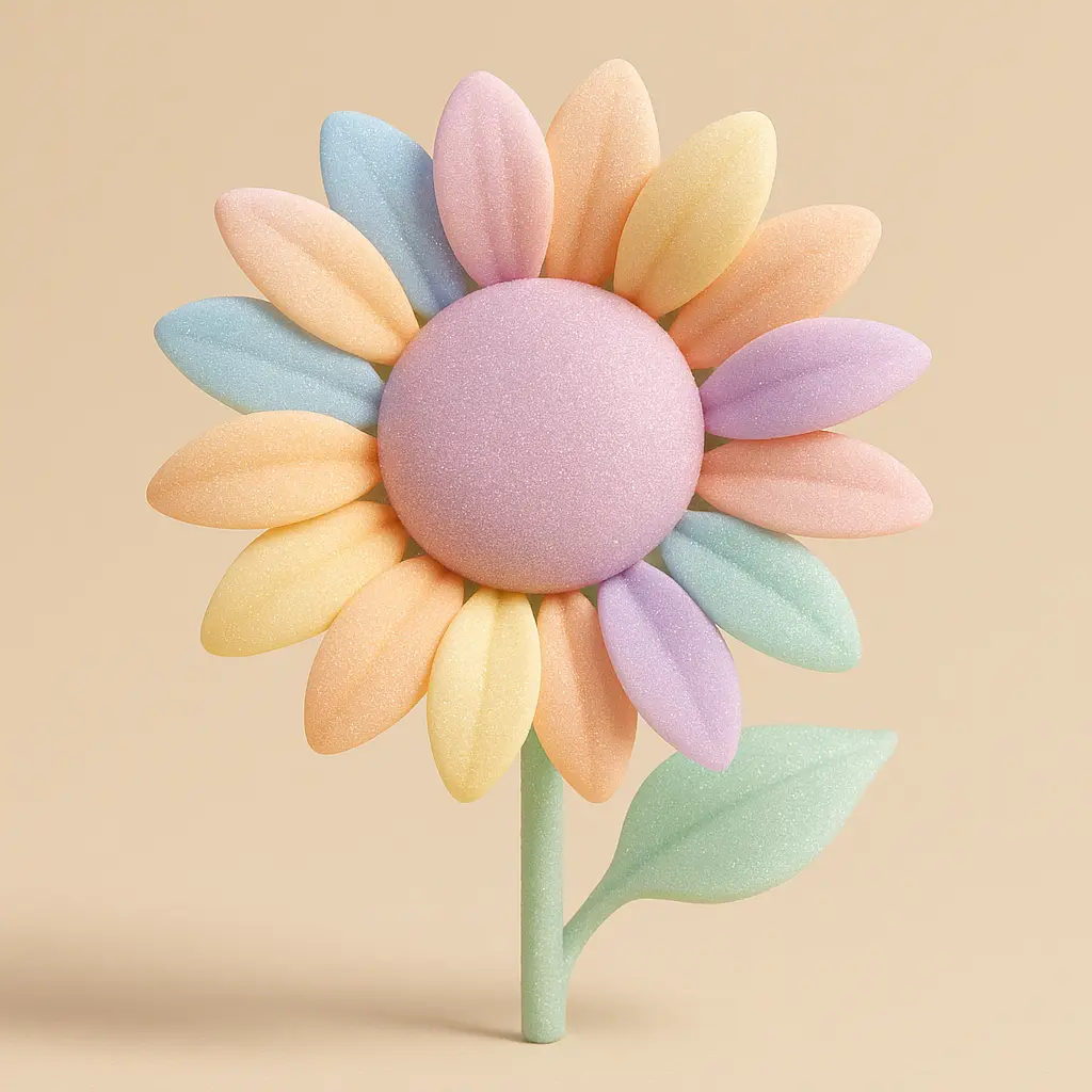 Radiant sunflower in 3D Pastel Icon template