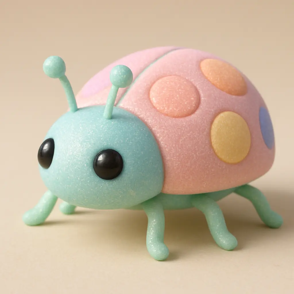Charming ladybug in 3D Pastel Icon template