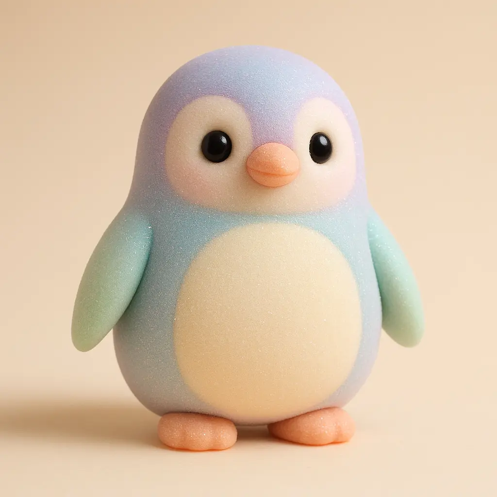 Playful penguin in 3D Pastel Icon template
