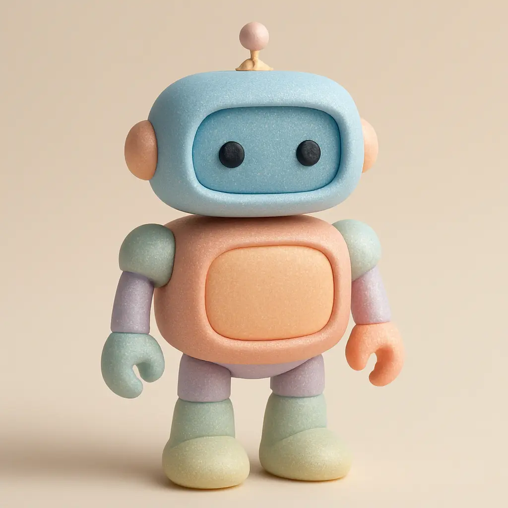 Futuristic robot in 3D Pastel Icon template