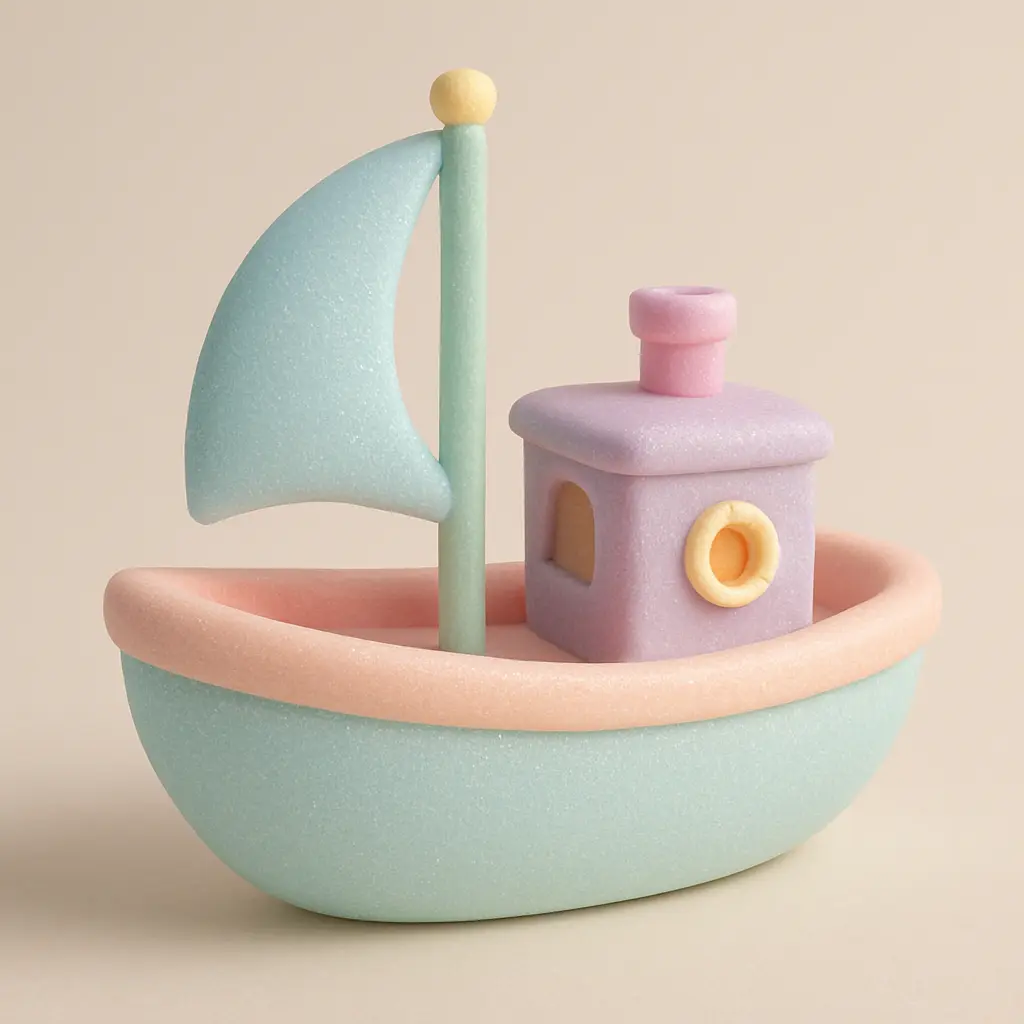 Serene boat in 3D Pastel Icon template