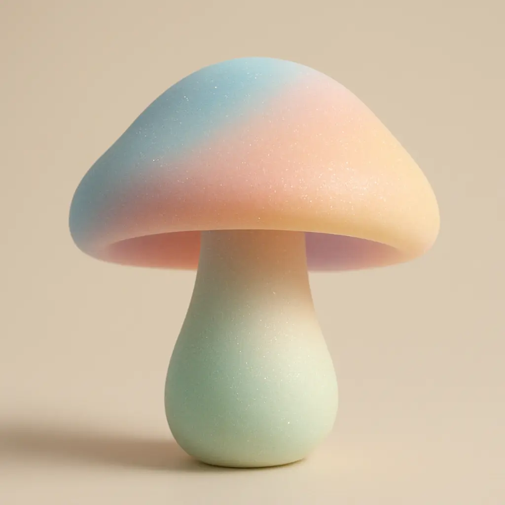 Fanciful mushroom in 3D Pastel Icon template
