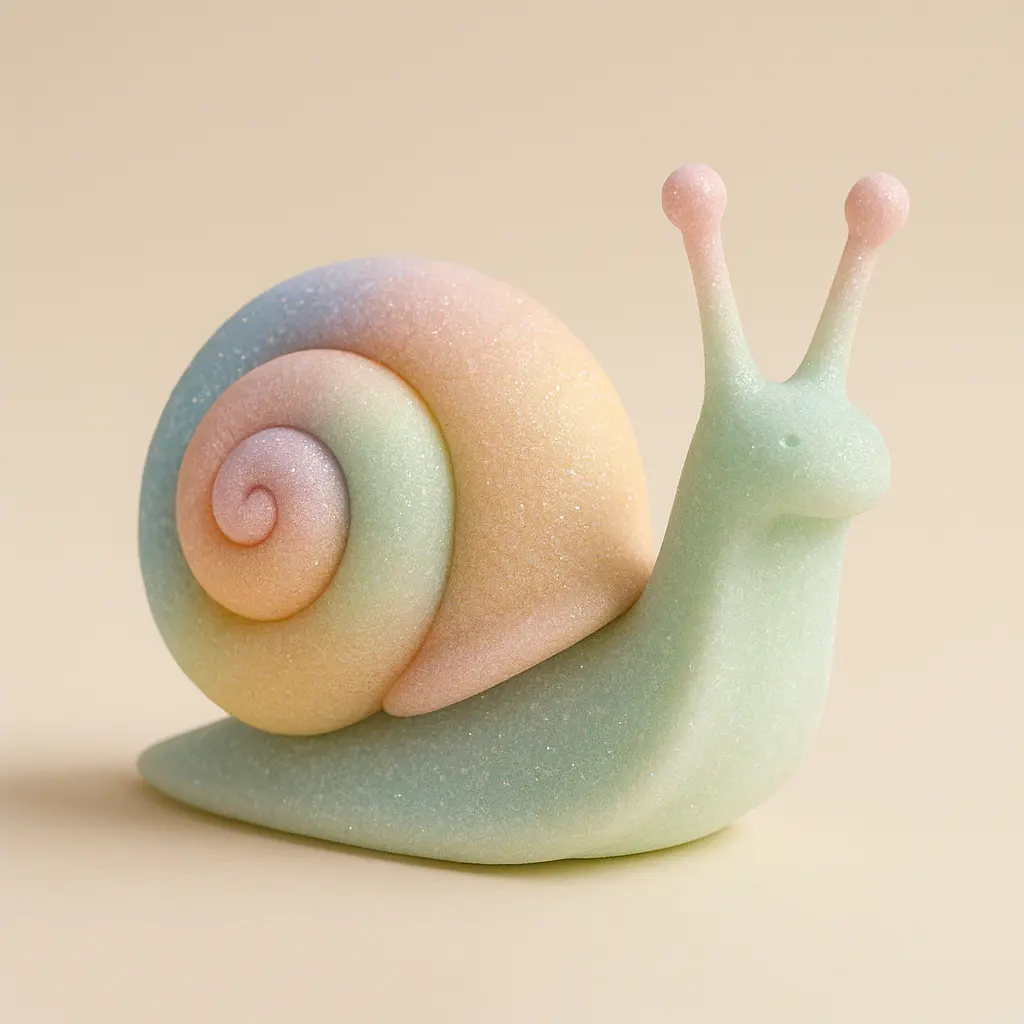 Cute snail in 3D Pastel Icon template