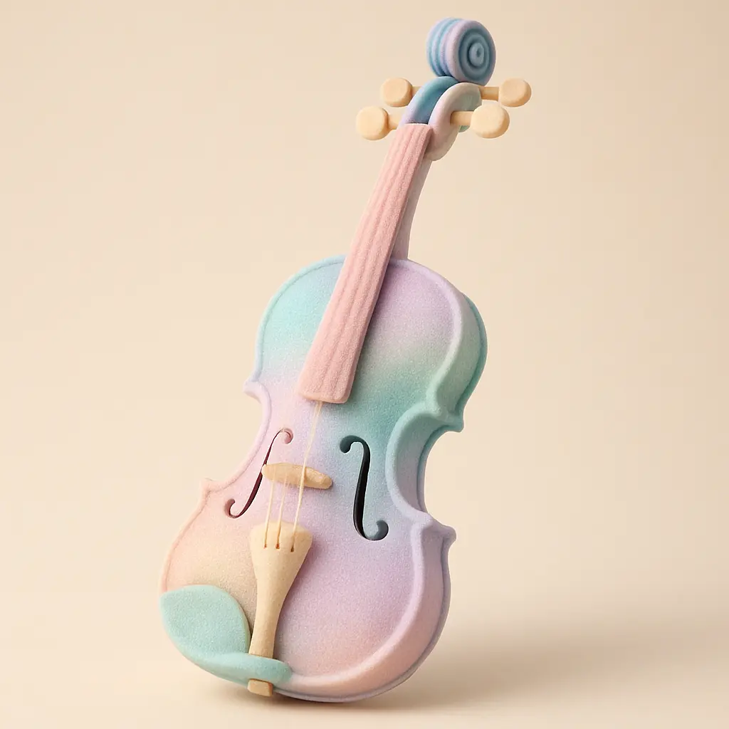 Melodic violin in 3D Pastel Icon template