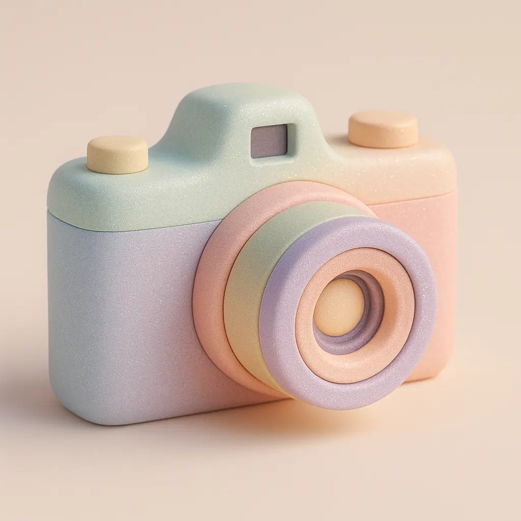 Artistic camera in 3D Pastel Icon template