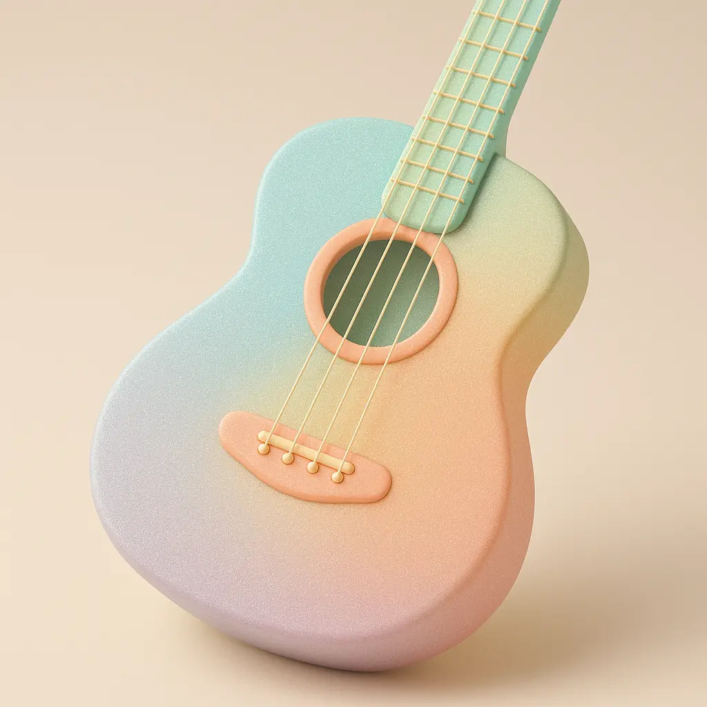 Melodious guitar in 3D Pastel Icon template