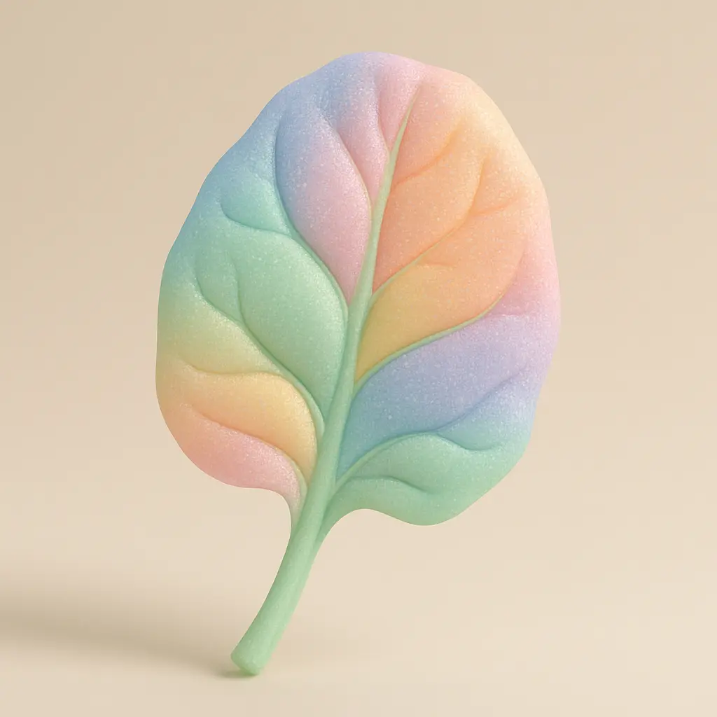 Fresh spinach leaf in 3D Pastel Icon template