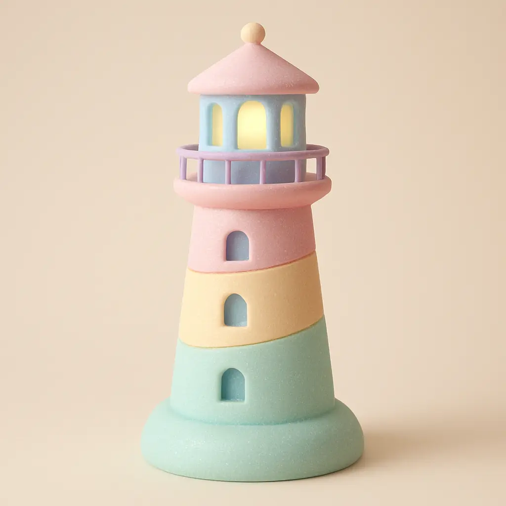 Guiding lighthouse in 3D Pastel Icon template