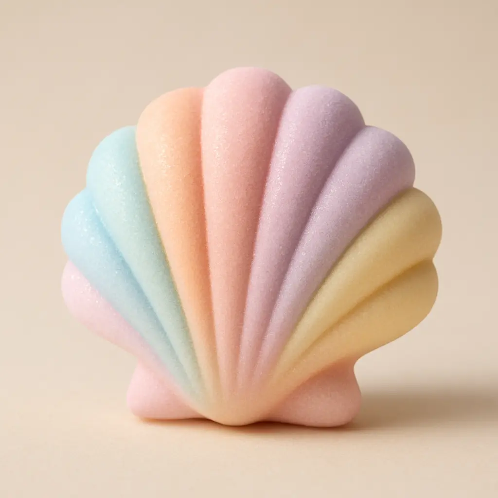 Delicate seashell in 3D Pastel Icon template