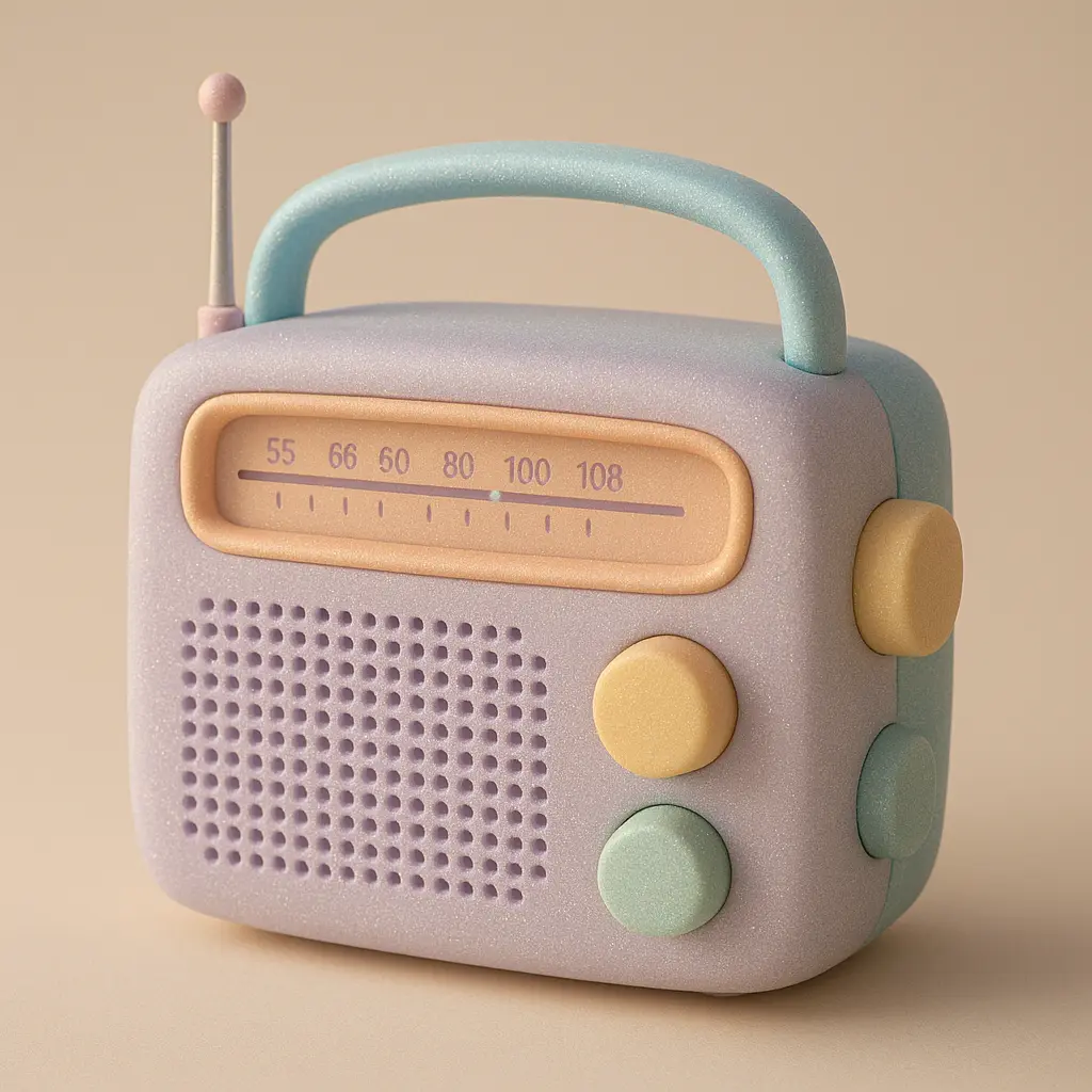 Retro radio in 3D Pastel Icon template