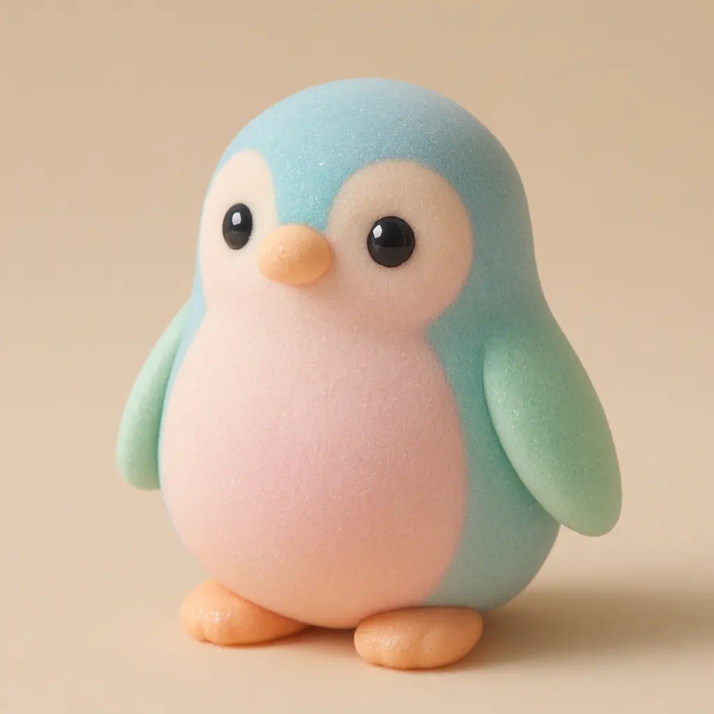 Playful penguin in 3D Pastel Icon template
