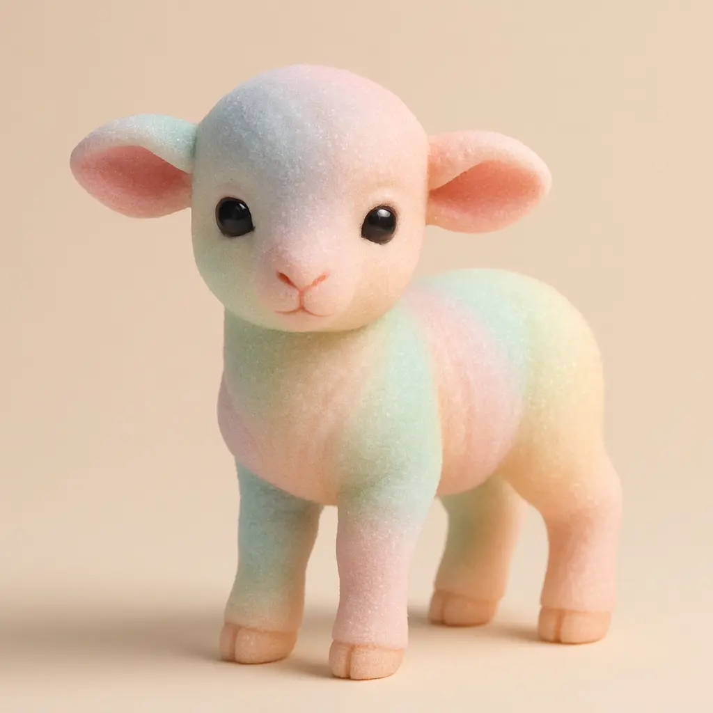 Innocent lamb in 3D Pastel Icon template