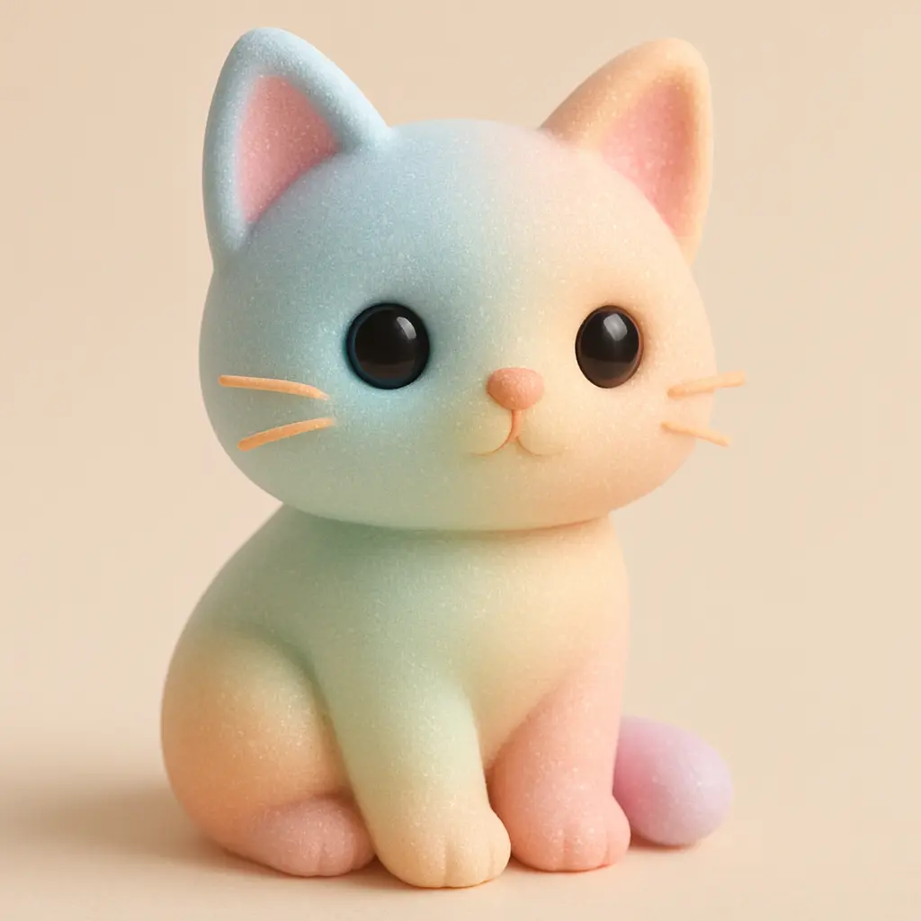 Charming cat in 3D Pastel Icon template