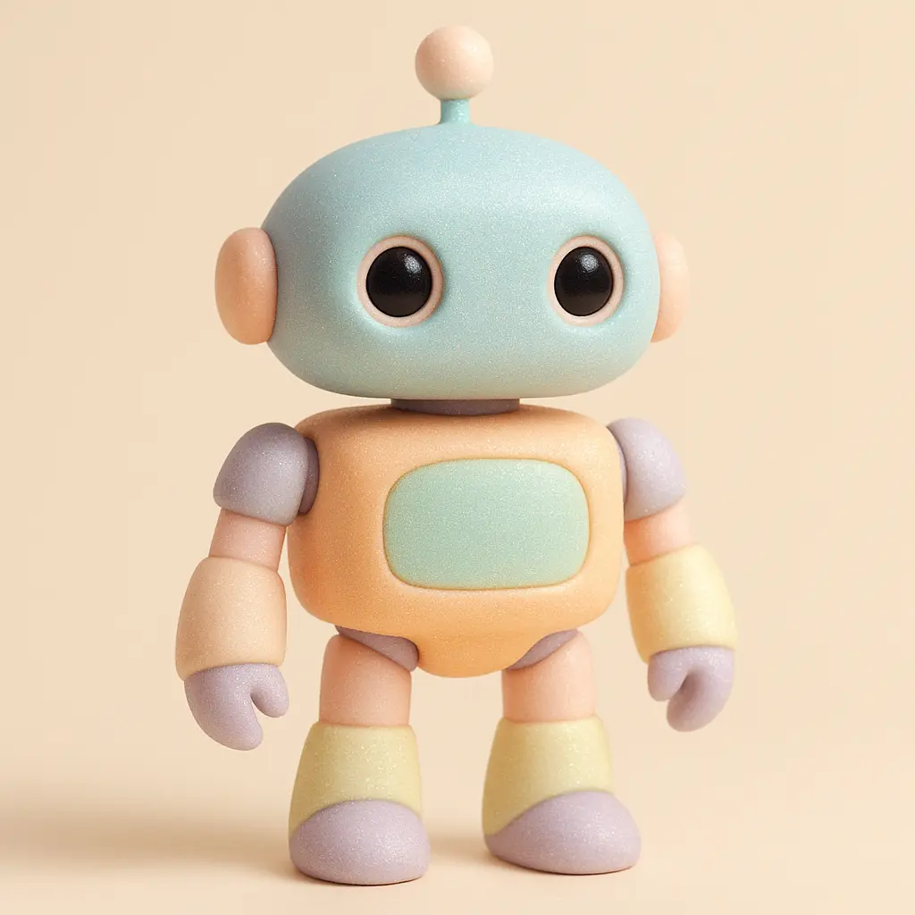 Futuristic robot in 3D Pastel Icon template