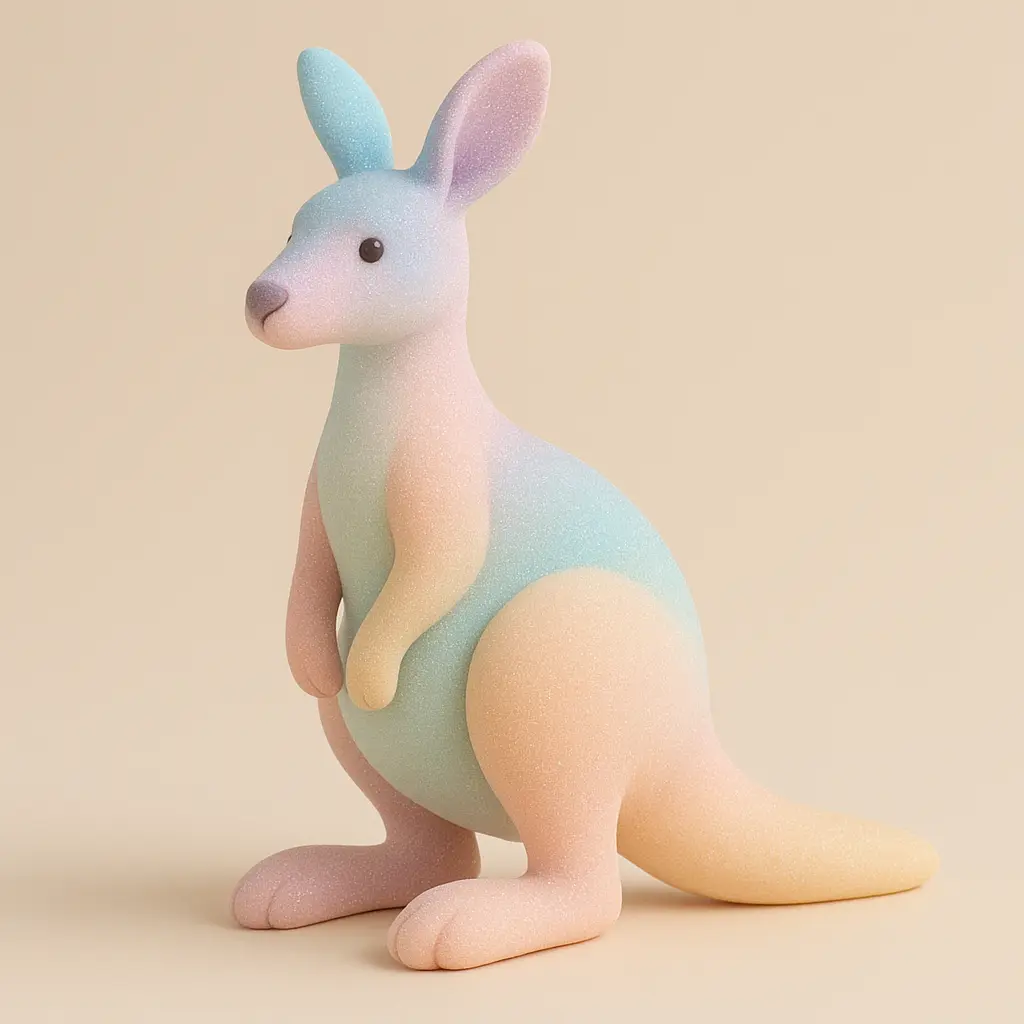 Bouncy kangaroo in 3D Pastel Icon template