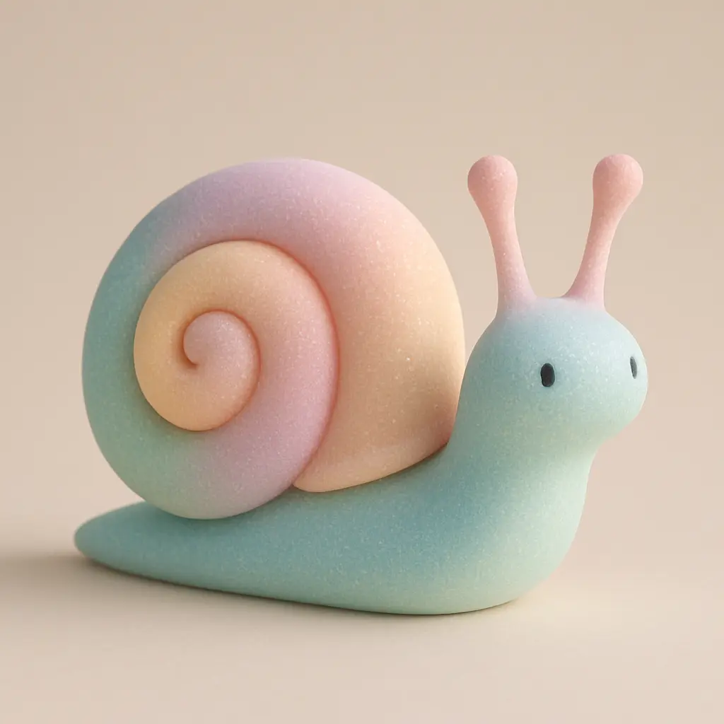 Cute snail in 3D Pastel Icon template