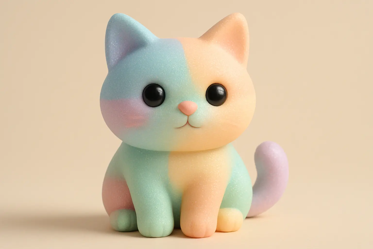 Charming cat in 3D Pastel Icon template