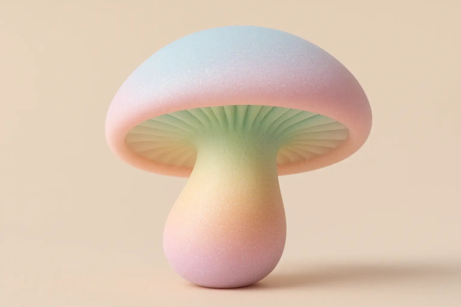Fanciful mushroom in 3D Pastel Icon template