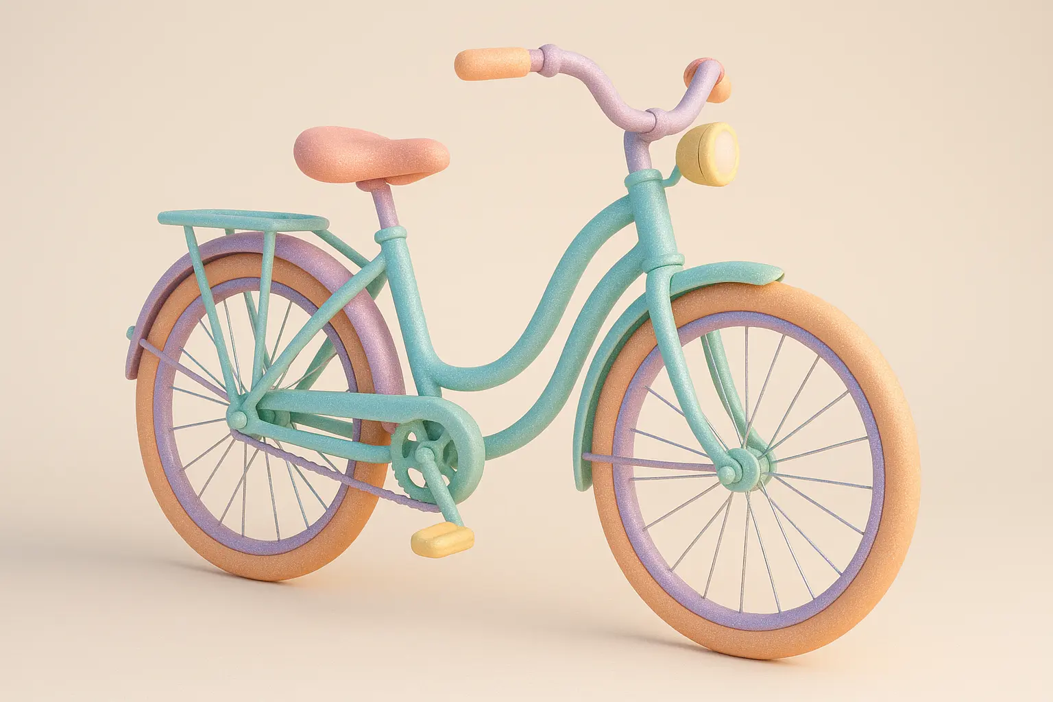 Chic vintage bicycle in 3D Pastel Icon template