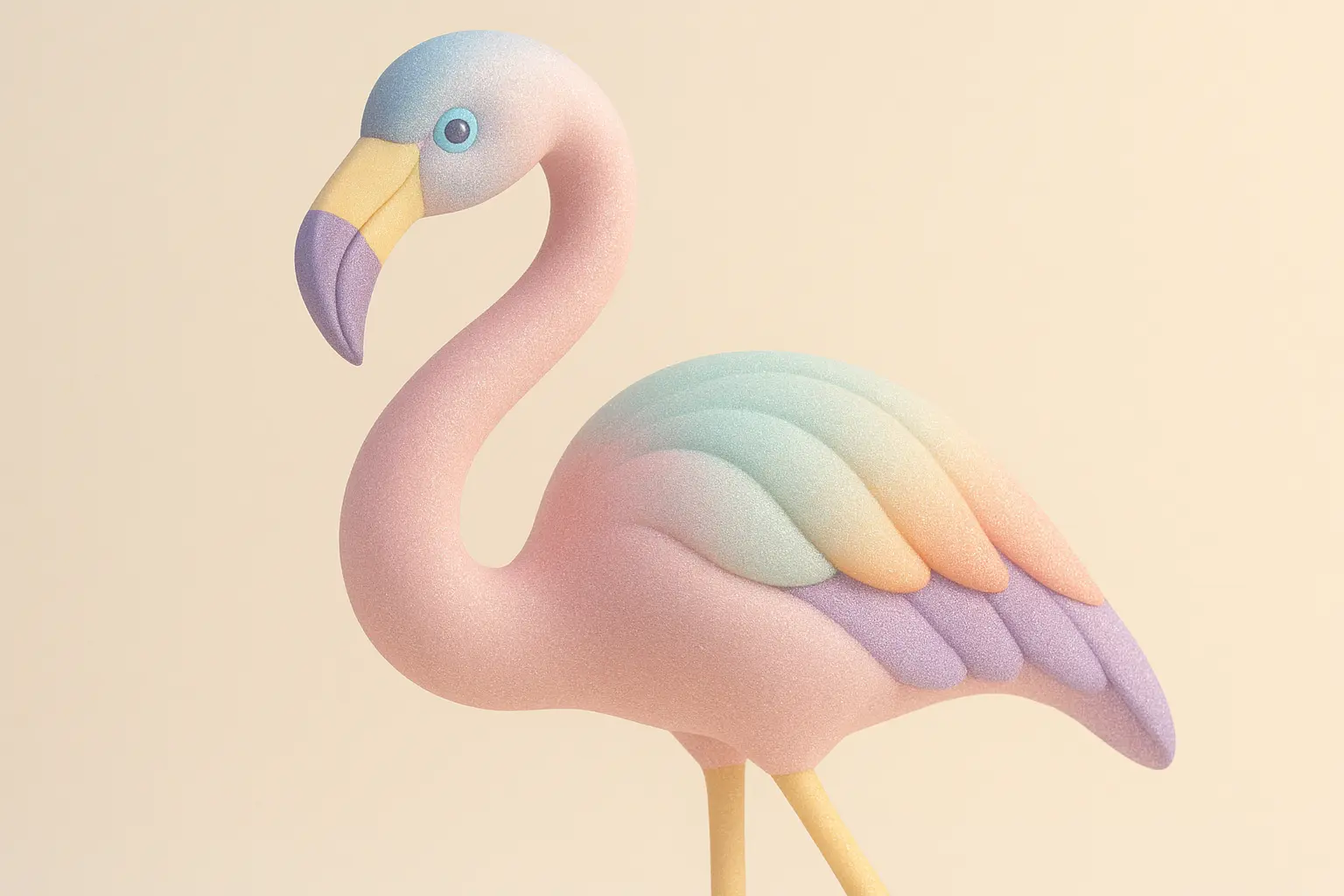 Graceful flamingo in 3D Pastel Icon template