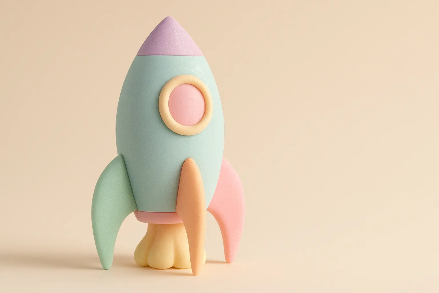 Stylish rocket ship in 3D Pastel Icon template
