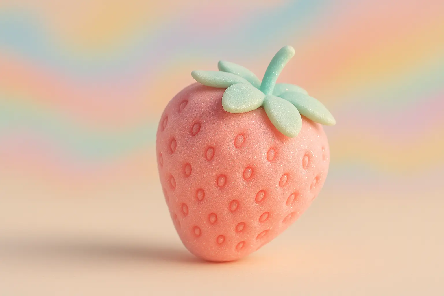 Glistening strawberry in 3D Pastel Icon template