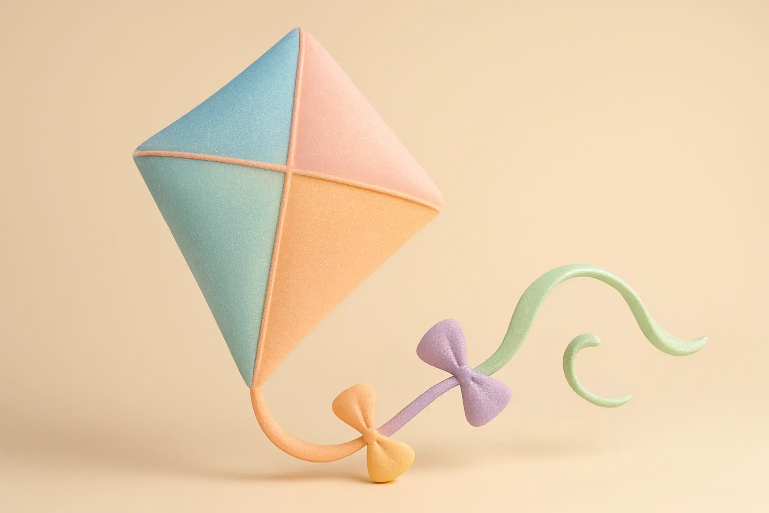 Soaring kite in 3D Pastel Icon template