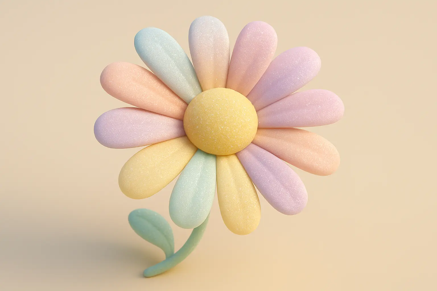 Delightful daisy in 3D Pastel Icon template
