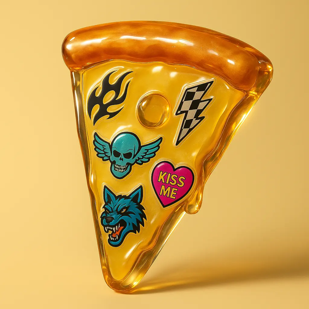 3d Clay Icon template of a pizza slice.