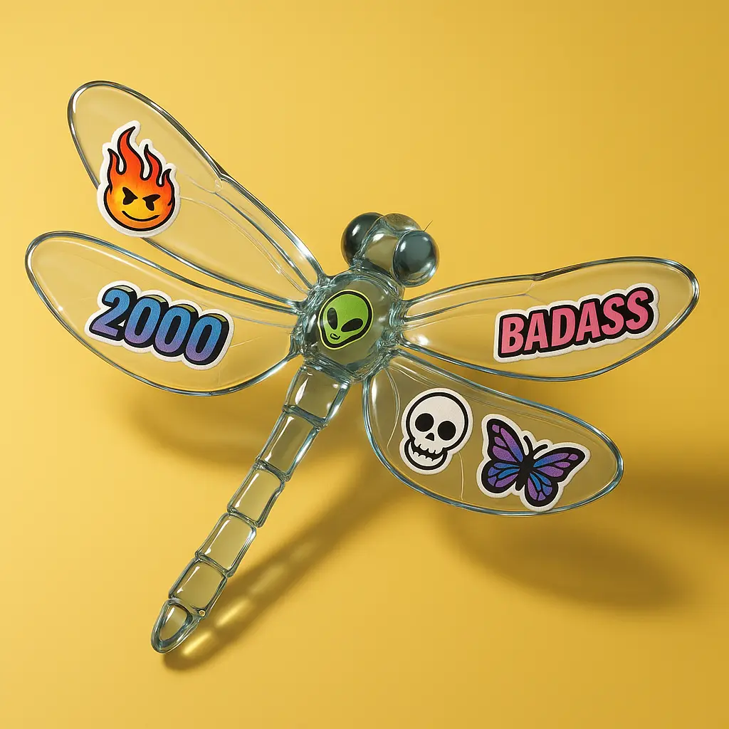 3d Clay Icon template showcasing a dragonfly.