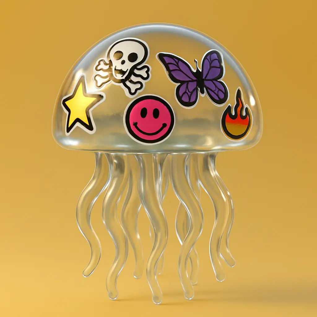 3d Clay Icon template of a jellyfish design.