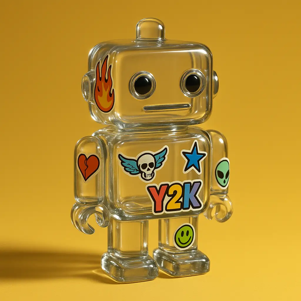 3d Clay Icon template of a robot figure.