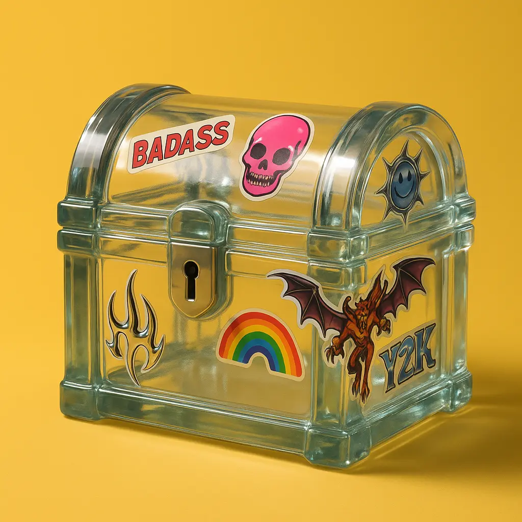 3d Clay Icon template of a treasure chest.