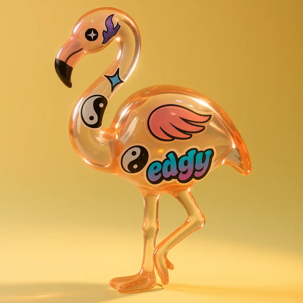 3d Clay Icon template of a flamingo design.
